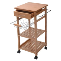 Chariot de cuisine en bois de bambou massif à 4 niveaux avec tiroir Solution de rangement pour la cuisine