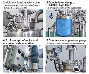 ถังปฏิกิริยาสแตนเลสแบบปรับแต่งได้ รับรองมาตรฐาน ISO CE ATEX รับประกัน 1 ปี เครื่องจักรเคมีสำหรับทำความร้อน/ทำความเย็น น้ำหนัก 120 กก. - Product Image 3