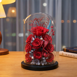 UKIQUEEN Rosa Vera Conservata Sotto Cupola di Vetro, Confezione <span class=keywords><strong>Regalo</strong></span> Rosa Eterna <span class=keywords><strong>per</strong></span> <span class=keywords><strong>Lei</strong></span> - Product Image 1