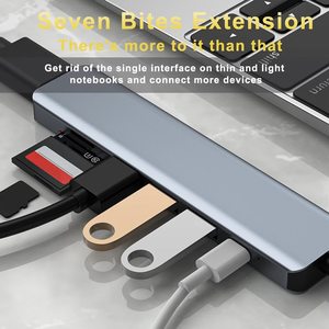 7-ใน-1โมบายคอมพิวเตอร์อเนกประสงค์แบบพกพา USB 3.0ฮับ tf/sd การ์ดรีดเดอร์ HD4K HD USB C HUB <span class=keywords><strong>8</strong></span> in 1 Type C HUB - Product Image 4