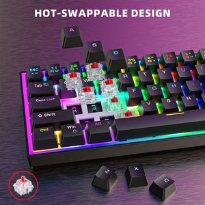 60% Mini RGB Blue <b>Switch</b> Wired <b>USB</b> <b>C</b> Mechanical Gaming Keyboard 68 Keys Hot Swappable Anti-Ghosting Compatible PC Laptop Desktop - Product Image 3
