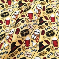 Dessin animé impression hibou verre 100% polyester tissu pour demi-cour bricolage couture artisanat matériel rideau entoilage doublure