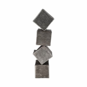 Scultura di Cubi Impilati, Statuetta Decorativa in Metallo per Soggiorno o Bagno - Product Image 4