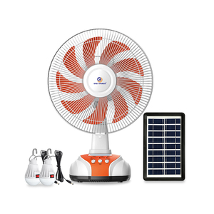 2024 New Model 12 Inch 9 Blades Solar Power Energy Table Fan Cooling Led Light Rechargeable Ac Fan Home Office EP-2112A-9 <b>Usb</b> Fa - Product Image 2