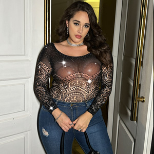 ชุดชั้นในเซ็กซี่แบบเต็มตัว แขนยาว ไซส์ใหญ่สำหรับผู้หญิง รุ่นใหม่ ประดับคริสตัล ผ้าตาข่าย - Product Image 2