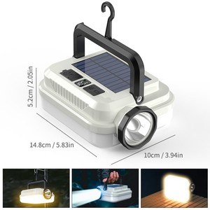 YIHAN Portable Solar LED Camping <b>Lamp</b> 5000K Daylight IP65 Waterproof Lithium Battery Rechargeable CE Certified Dimmable USB - Product Image 5