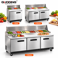 Table de préparation réfrigérée en acier inoxydable 304 certifiée CE ETL, 1, 2 ou 3 portes, refroidissement par ventilateur, plan de travail pour cuisine de restaurant