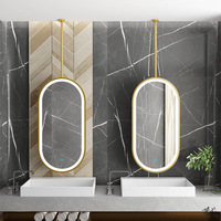 Miroir suspendu ovale avec éclairage LED, cadre noir, miroir mural pour hôtel moderne, chambre à coucher, salle de bain, décoration de vanité, vente en gros