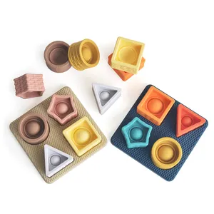 Montessori mainan Puzzle Puzzle bayi, teka-teki mainan edukasi kartun 3D silikon cocok geometris