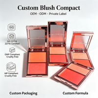 Palette de fard à joues bicolore en marque privée, OEM ODM, logo personnalisé, poudre de fard à joues pour le visage, emballage personnalisé, collection de fards à joues cosmétiques