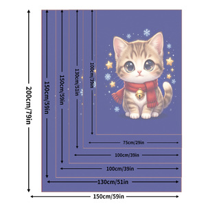 Manta de Felpa con Diseño de Gatito Navideño, Rectangular, Antipilling, Lavable a Máquina, Decoración Moderna para el Hogar en Invierno - Product Image 5