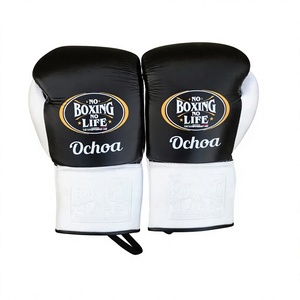 Ensemble de sparring noir et blanc « No Boxing No Life » en gros, avec lacets, comprenant des gants de boxe, un casque de protection et une protection inguinale - Product Image 2