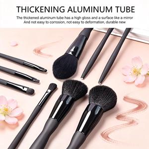 Ensemble de 9 pinceaux de maquillage professionnels, noir, multicolores en option, fibres synthétiques douces, pinceaux cosmétiques pour le visage entier, vente en gros - Product Image 6