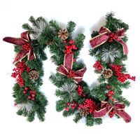 Handgemaakte, milieuvriendelijke, brandvertragende kunstmatige krans van 2,7m PVC rotan, voor binnen, kerstdecoratie voor raam en deur.