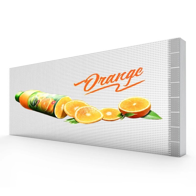Outdoor Indoor P2.6-P10.4 LED Glass Window Cabinet 500x1000mm Transparent Film Panels Strip Grid LED Screen Shopping Mall