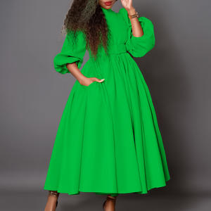 Robe H-50 pour femme, nouvelle collection, col semi-montant, manches trois-quarts, cintrée à la taille, effet amincissant et grande visibilité pour le commerce international - Product Image 3