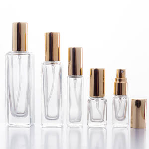 Luxury Fancy Glass <b>Perfume</b> <b>Bottles</b> Thick Bottom Square Clear <b>Refillable</b> 5ml to 30ml Sizes with Screen Printing Surface Handling - Product Image 2