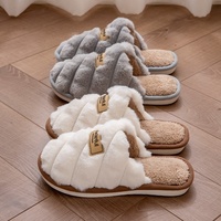 Chaussons pour femmes et hommes, nouveaux, pour l'automne et l'hiver, usage intérieur, antidérapants, en peluche, chauds, à semelle épaisse