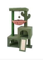 Tour d'arbre à chat de luxe Cactus avec jumeaux condos pour chats Poteau à gratter en sisal Perchoir de couchage et hamac Balles jouets pour chats d'intérieur