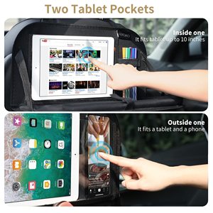 QEEPEI organisateur de siège arrière <span class=keywords><strong>avec</strong></span> support de <span class=keywords><strong>tablette</strong></span> plateau de nourriture pliable 6 poches de rangement organisateur de stockage de <span class=keywords><strong>voiture</strong></span> protecteurs tapis de coup de pied - Product Image 5