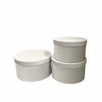Grand coffret cadeau rond en velours, lot de 3 porte-bouquets de fleuriste de qualité supérieure pour emballage de cadeaux de mariage et d'anniversaire
