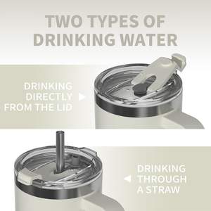 Gobelet isotherme sans plomb de 40 oz avec couvercle et paille, en acier inoxydable réutilisable, pour garder les boissons froides (café, bière, jus) - Product Image 3