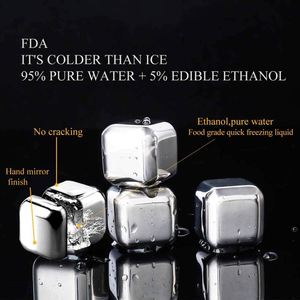 Promotional 304 Stainless Steel Metal Quick-frozen Wine Set Ice <b>Cube</b> Ice Artifact Stainless Steel Ice <b>Cube</b> Tartar - Product Image 2