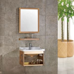 <span class=keywords><strong>Mobile</strong></span> Bagno Sottile in Alluminio Anticato di Piccole Dimensioni con <span class=keywords><strong>Lavabo</strong></span> Singolo Lucido e Specchio - Product Image 1