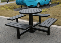 Table de pique-nique publique en bois WPC ronde commerciale pour l'extérieur Table basse avec banc pour l'école Restaurant extérieur Jardin Patio