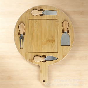 Bamboo Cheese Board With <b>Knife</b> 30x20cm Portable Kitchen Cutting Board For Fruit <b>Bread</b> Home And Outdoor Use - Product Image 4