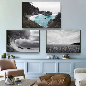 Belle plage <span class=keywords><strong>paysage</strong></span> peinture à l'huile coucher de soleil <span class=keywords><strong>mer</strong></span> dorée image palmier tropical mur art affiche <span class=keywords><strong>paysage</strong></span> décoration de la maison - Product Image 3