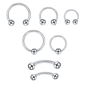 Anneau de piercing en titane PVD circulaire en forme de fer à cheval pour septum, nez, lèvre, sourcil |   Style punk hypoallergénique à filetage externe - Product Image 5