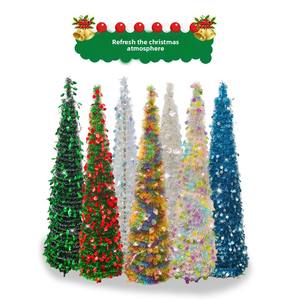 Árbol de Navidad Plegable de 150cm/5FT al por Mayor con Luces LED Preinstaladas <span class=keywords><strong>y</strong></span> Adornos de Estrellas para Pedidos al por Mayor - Product Image 1