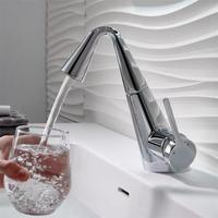 Robinet mélangeur monocommande moderne chromé chaud/froid pour lavabo de salle de bain en laiton
