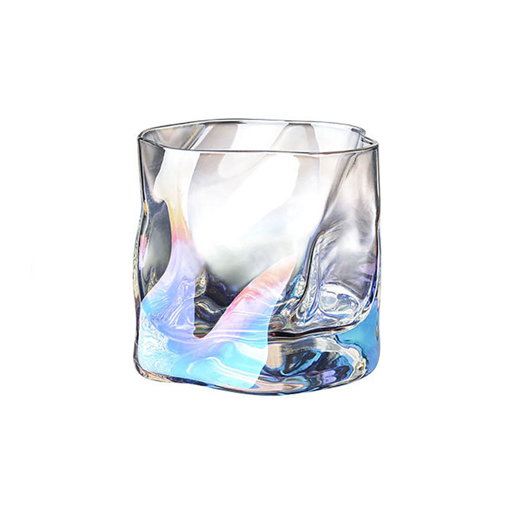 Sample 260ml high quality customized iridescent murano tumbler crystal cups colorful whisky glass