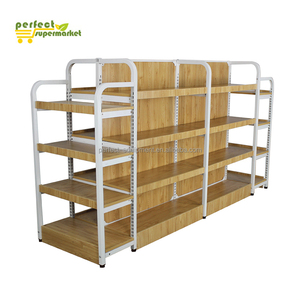 OEM Heavy-Duty Single-Sided Supermarket Storage Rack <strong>Shelves</strong> Metal Frame <strong>with</strong> Wooden Board for Shop Display - Product Image 3