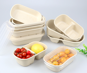 Contenitore per Alimenti in Polpa di Canna <span class=keywords><strong>da</strong></span> Zucchero Ecologico e Inodore, Naturalmente Componibile, per Fast Food, <span class=keywords><strong>Asporto</strong></span> e Imballaggio Commerciale - Product Image 2