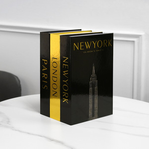 Boîte décorative en forme de faux livre de luxe <span class=keywords><strong>noir</strong></span> et or à assembler soi-même pour la décoration de vitrine ou de meuble - Product Image 5