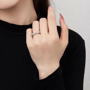 Dylam New Arrival in Stock S925 <b>Silver</b> Rhodium Plated Flower Shape Diamond 5A Zirconia Full <b>Eternity</b> Marquise Wedding <b>Rings</b> - Product Image 5