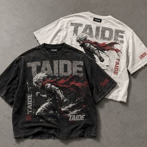 เสื้อยืดลายอนิเมะสไตล์วินเทจทรงบ็อกซี่ ไหล่ตก ขอบดิบ ผลิตโดย TaiDe Custom Design รับผลิตแบบ OEM ODM พร้อมการรับประกันทางการค้า - Product Image 1