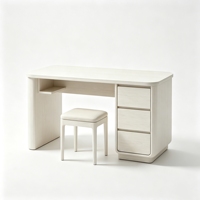 Ensemble coiffeuse moderne en bois de pin blanc avec miroir et tabouret, éco-responsable, pour chambre à coucher, avec tiroirs de rangement