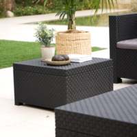 Conjunto de Jardín con Almacenamiento - Sofá Diva Comfort Contemporáneo de 4 Plazas, Mesa, Hecho en España, Muebles de Exterior de Polipropileno Reciclado
