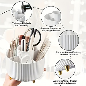 Organizador de Maquillaje Giratorio de 360°, Caja de Almacenamiento de Cosméticos de Plástico Transparente, Soporte Giratorio para Brochas, Lápices Labiales y Productos para el Cuidado de la Piel - Product Image 2