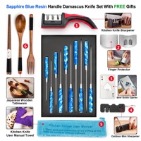 10% Off Saffier Blauwe Hars Handvat 3 Inch Japanse Hoge Carbon Damascus Staal Kiwi Peeling Mes Fruit Schillen Messen Met Doos