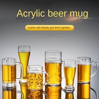 Verre à bière artisanal en acrylique transparent, épaissi, résistant aux chocs, avec poignée en PS, BY-Beer Glass pour bar, discothèque, bière