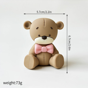 Nuovo stile in gomma morbida torta di orso carino decorazione fai da te Baby Shower Cake Topper - Product Image 5