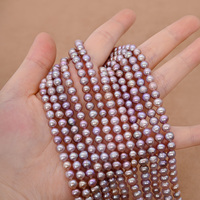 Chaîne de perles d'eau douce naturelles violettes 3A de 5-6 mm, perles lâches à fort lustre pour la fabrication de bijoux, vente en gros