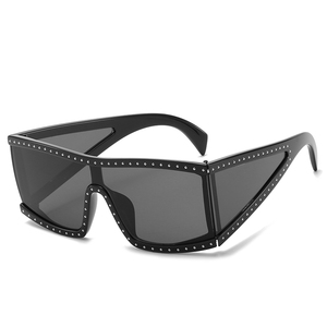 Caliente venta de moda de una pieza lente las mujeres grandes marco tonos diamantes gafas de sol - Product Image 4