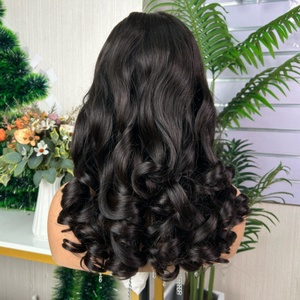 Perruque bouclée rebondissante de luxe à double trame, prix d'usine, vente chaude, cheveux vierges 5*5, longueur 16 pouces, durée de vie de 2 ans, sans perte de cheveux, toutes les couleurs - Product Image 1