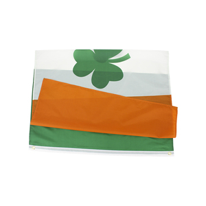Sofort Lieferbar 3x5 FT Doppelseitig Siebgedruckte Fliegende Flagge Grüne Weiße Orange Kleeblatt-Flaggen aus Polyester - Product Image 2